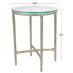 Table d'appoint en aluminium texturé avec plateau en verre | Doré ou argenté, accent de salon moderne