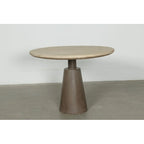 Table à manger ronde sur pied de 39" | Fini naturel vieilli, Bois massif, 4 places