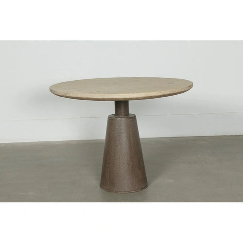 Table à manger ronde sur pied de 39" | Fini naturel vieilli, Bois massif, 4 places