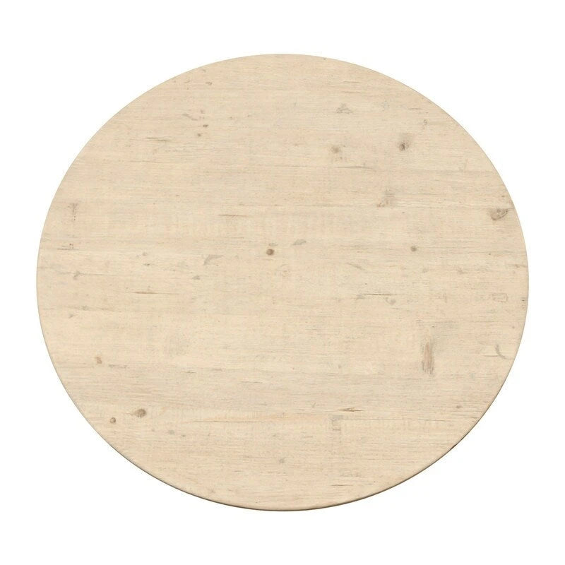 Table à manger ronde sur pied de 39" | Fini naturel vieilli, Bois massif, 4 places