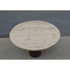 Table à manger ronde sur pied de 39" | Fini naturel vieilli, Bois massif, 4 places